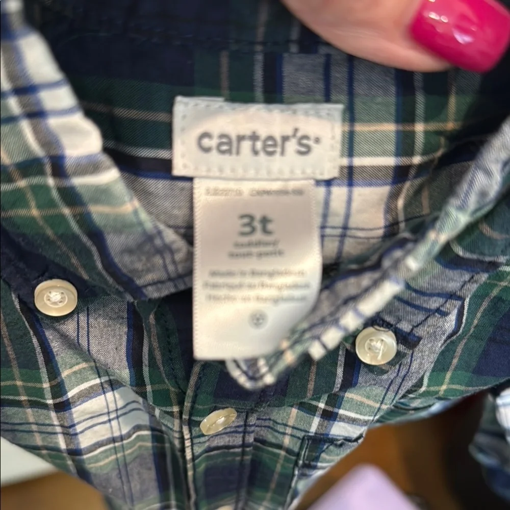 Carter's Green Plaid Kids Shirt